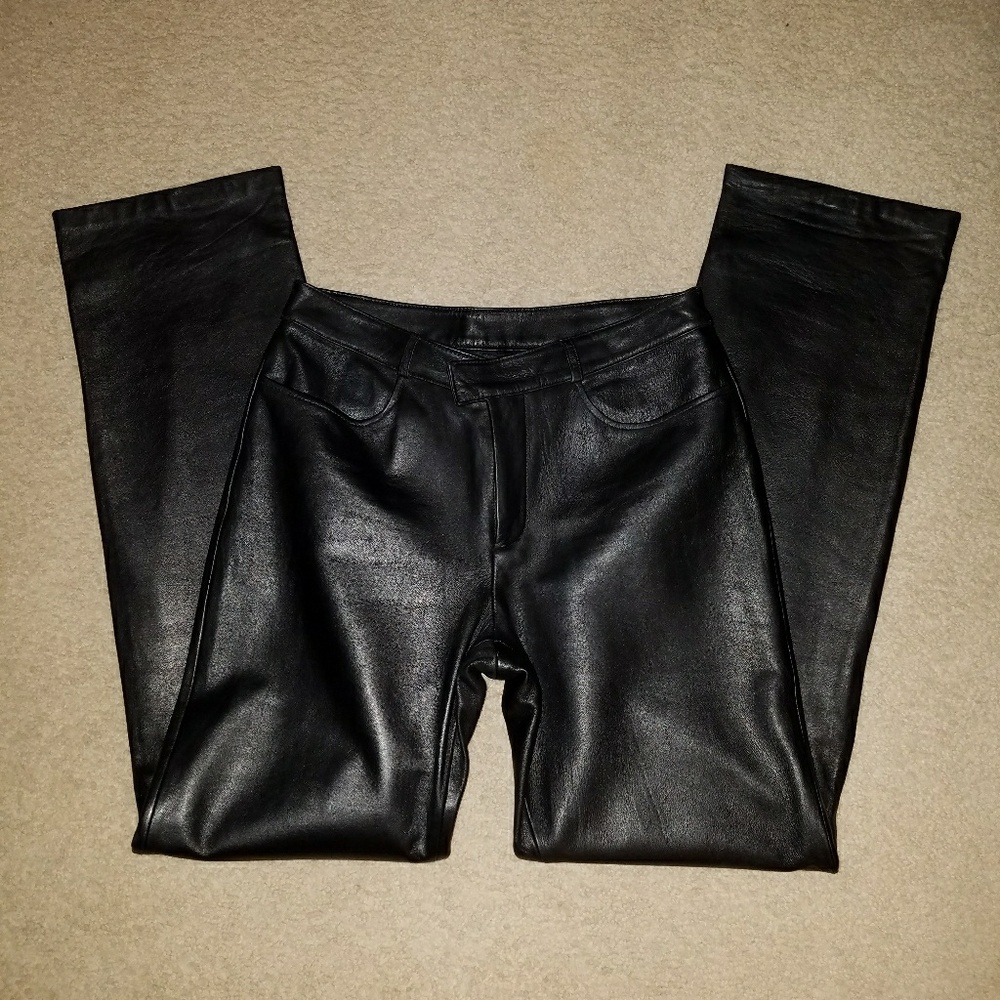 INC International Concepts, black leather pants